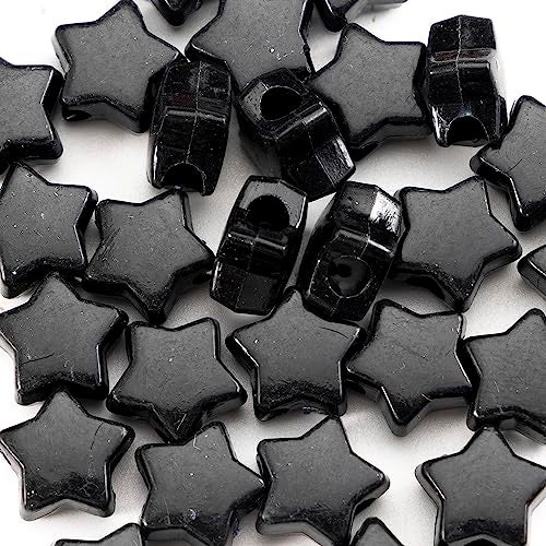 Gxueshan 500PCS Acrylic Black 13mm Star Beads Pony Beads Large Hole for Jewelry Making Bracelets Necklaces Earrings Key Chains DIY (Black) - Image 3