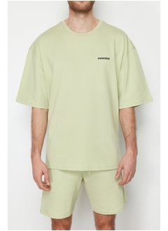 trendyol Mint Tracksuit Set Oversize Text Printed 100% Cotton TMNSS24EM00003  - Image 5