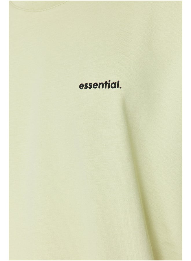 trendyol Mint Tracksuit Set Oversize Text Printed 100% Cotton TMNSS24EM00003  - Image 4