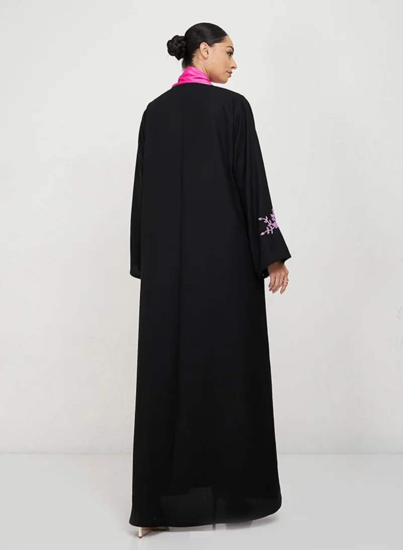 Rosette Abaya Embroidered Elegant Abaya With Wide Sleeves