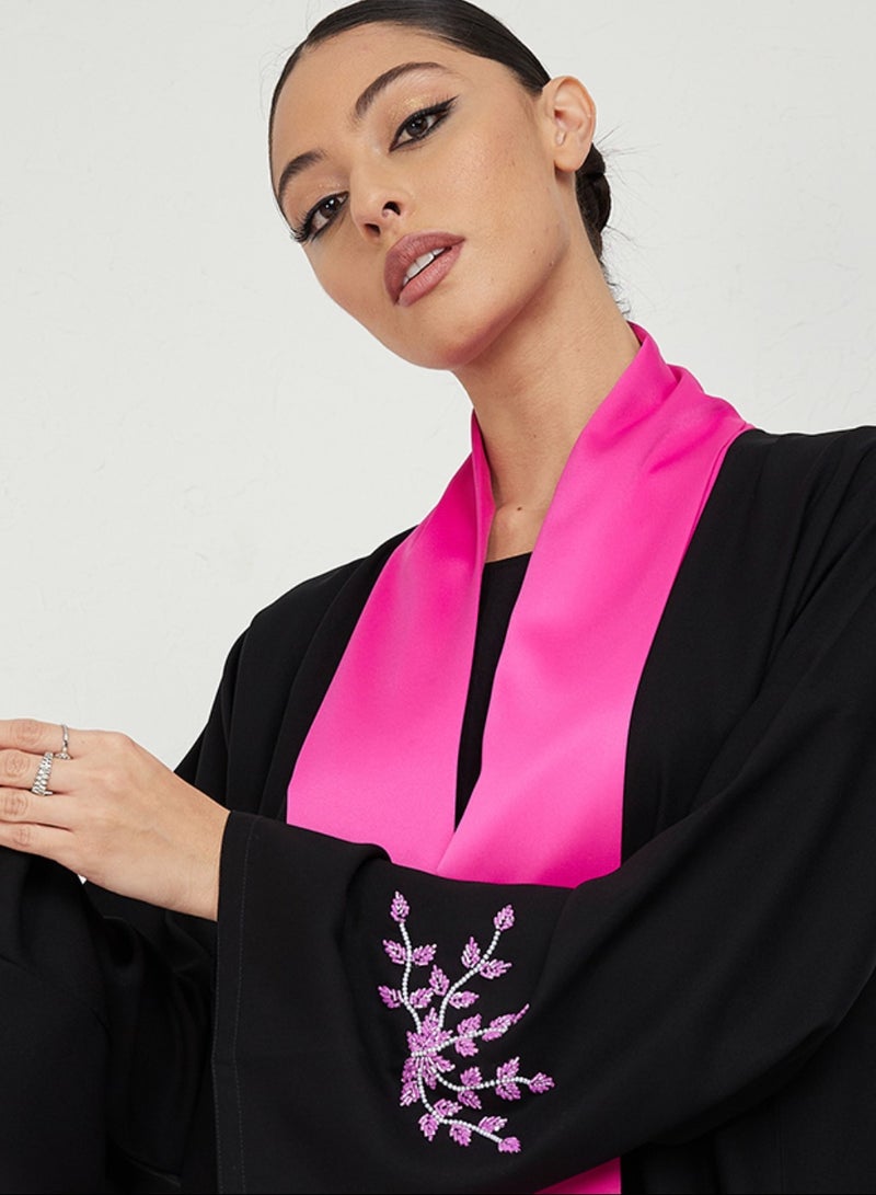 Rosette Abaya Embroidered Elegant Abaya With Wide Sleeves - Image 2