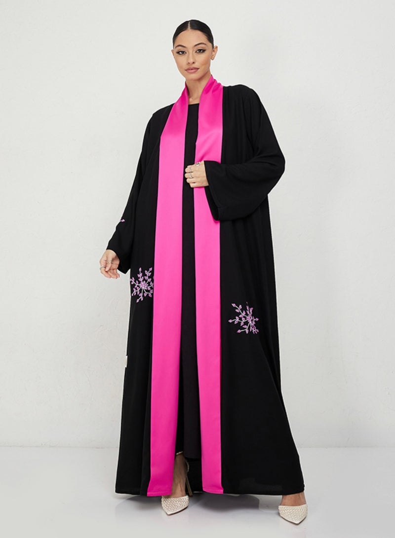 Rosette Abaya Embroidered Elegant Abaya With Wide Sleeves - Image 1