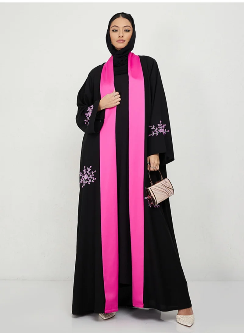Rosette Abaya Embroidered Elegant Abaya With Wide Sleeves