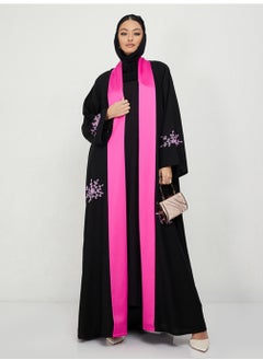 Rosette Abaya Embroidered Elegant Abaya With Wide Sleeves  - Image 4