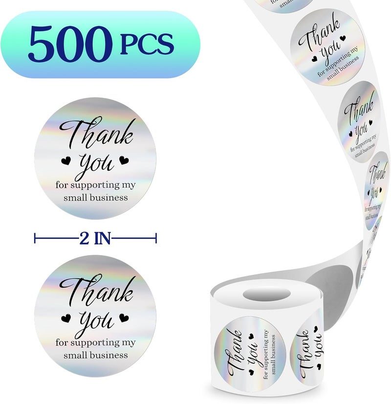 Bueake 500 Pcs Thank You Stickers for Small Business, 2 Inches Self-Adhesive Elegant Round Seal for Envelopes, Party Favor - Image 3