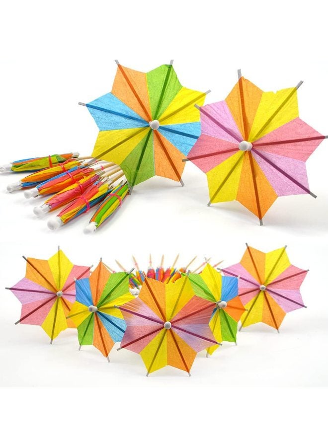 10 PCs Octagonal Umbrella Sticks Disposable Fruit Coconut Cold Plate Cocktail Decoration Hawaiian Party Watermelon Umbrella Craft-Specifications:10 Watermelon Umbrella Sticks/bag  - Image 3