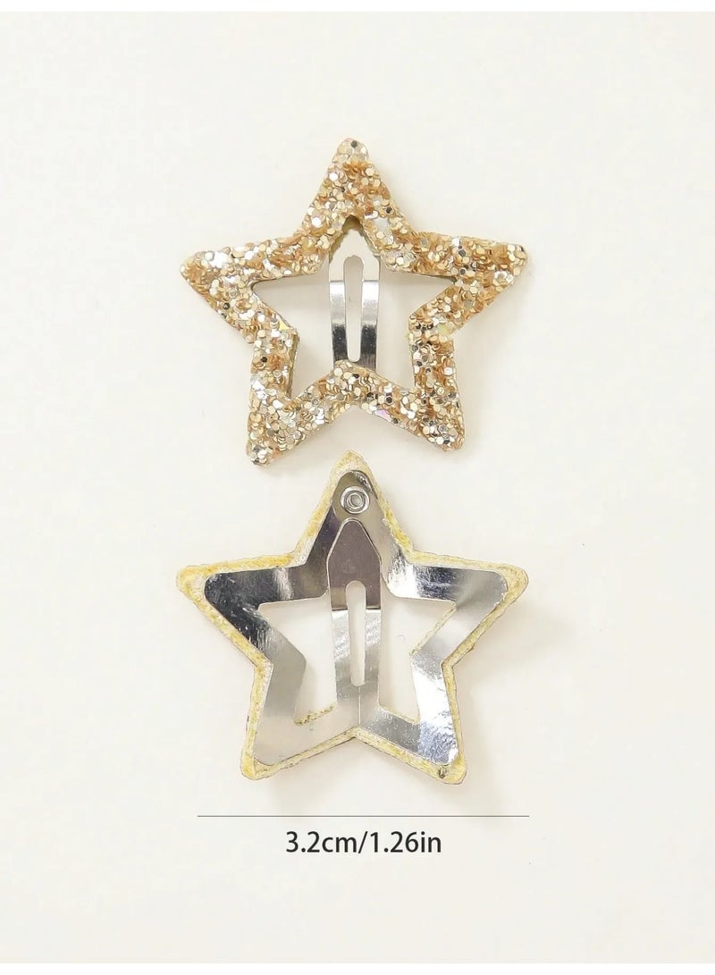 Girls Hair Clips Set of 20 Pieces with Glitter Finish in Various Shapes Such as Stars, Hearts, and Bows – Perfect for School, Parties, Birthdays, and Everyday Outings - Image 5