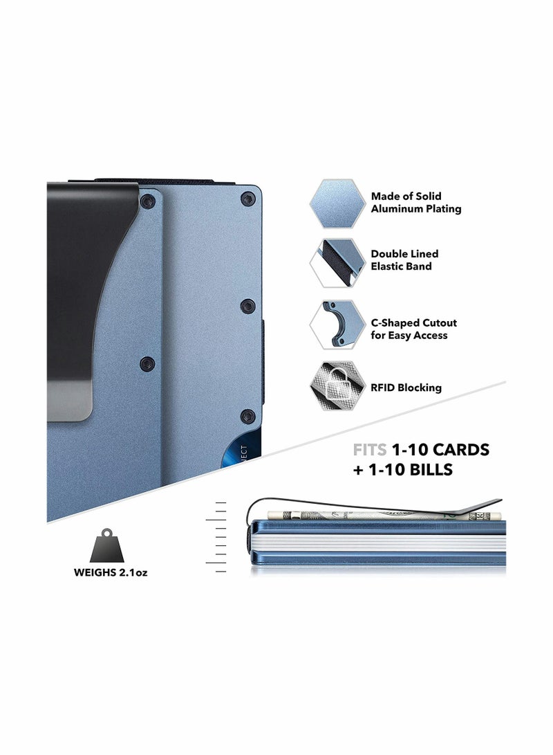 Excefore Minimalist Wallet for Men and Women Front Pocket Wallet RFID Blocking Anti-Theft Slim Aluminum Wallet With Money Clip Credit Card ID Card Passport Holder Elegant Durable Metal Wallet - Image 4