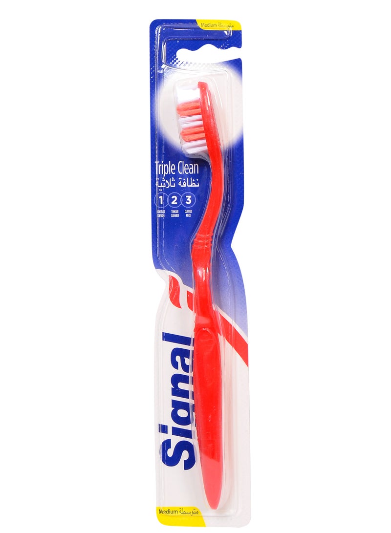 Signal Triple Clean Medium 1 Toothbrush , Multicolor