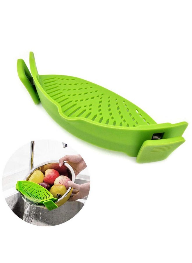 WeTest WeTest Heat Resistant Silicone Pot Strainer, Clip on Pots Pans, Pan Strainer for all Pots and Bowls - Green  - Image 1