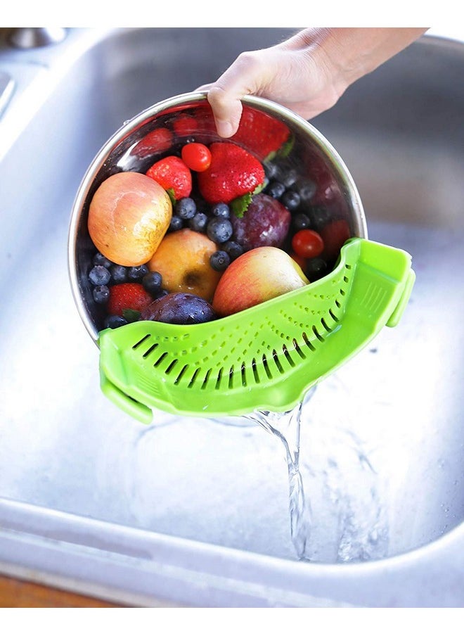 WeTest WeTest Heat Resistant Silicone Pot Strainer, Clip on Pots Pans, Pan Strainer for all Pots and Bowls - Green  - Image 3