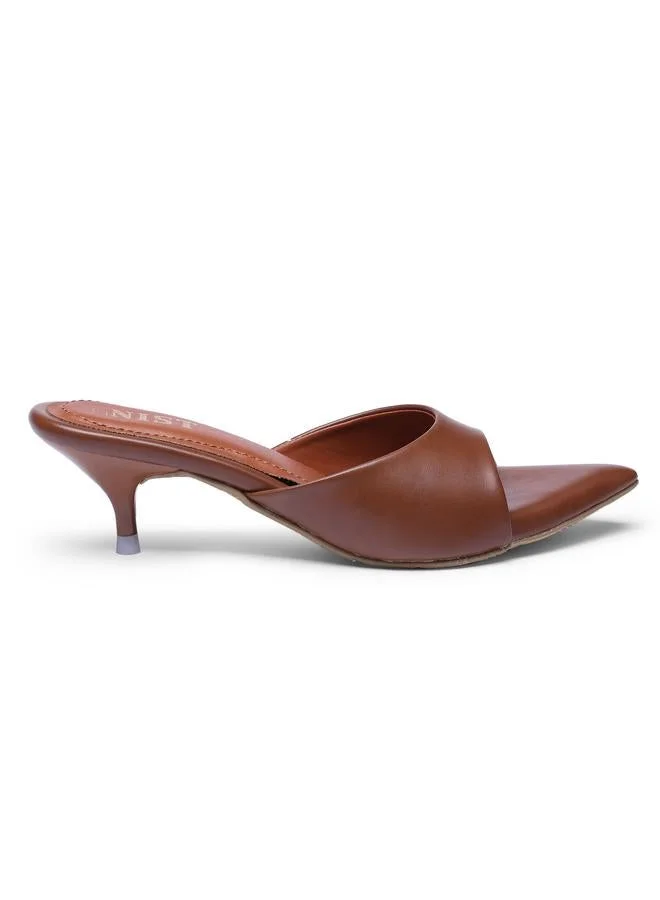 Gnist Tan Low Heel Slip-On Sandals