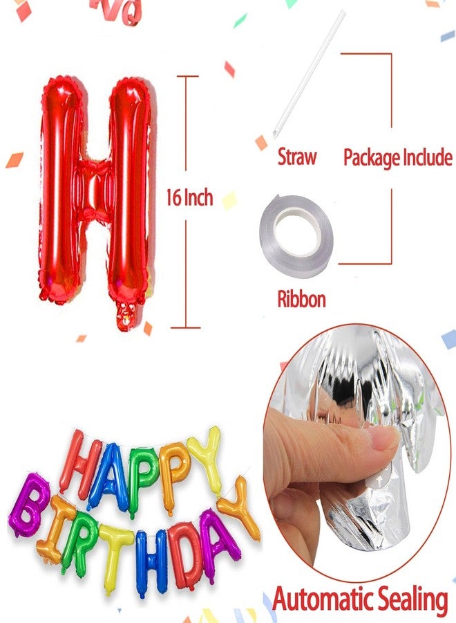 KALOR Rainbow Happy Birthday Balloons Banner,16 Inch Mylar Foil Letters Sign,Reusable Balloons for Women, Men, Boys & Girls Birthday Decorations Party Supplies - Image 2