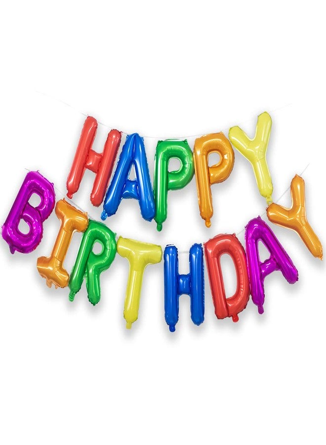 KALOR Rainbow Happy Birthday Balloons Banner,16 Inch Mylar Foil Letters Sign,Reusable Balloons for Women, Men, Boys & Girls Birthday Decorations Party Supplies - Image 1