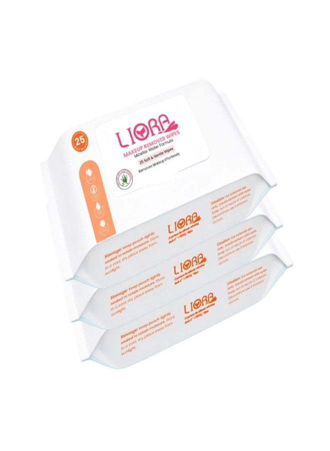 Liora Makeup Remover Wipes 3x25 Count | Pack Of 3 | Gentle Cleansing Facial Wipes Makeup Remover (75 Wipes) - Image 2
