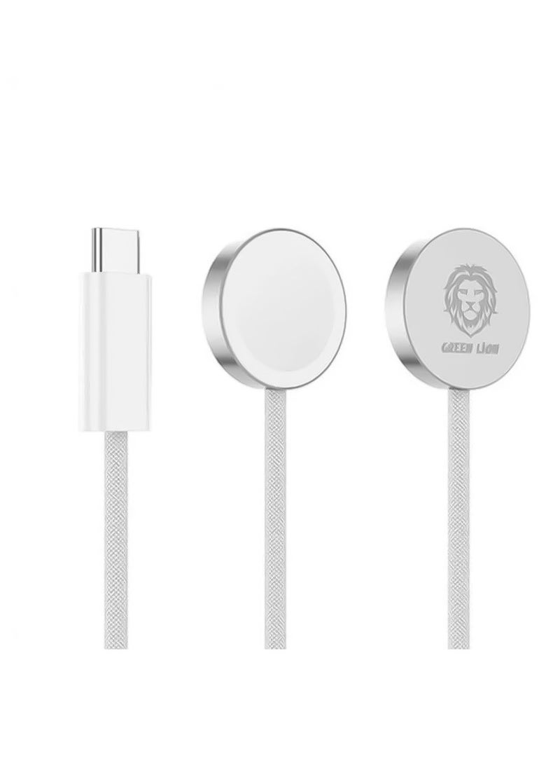 GREEN LION USB-C iWatch Charging Cable, Green Lion iWatch Charger USB C to wireless charger – White  - Image 1