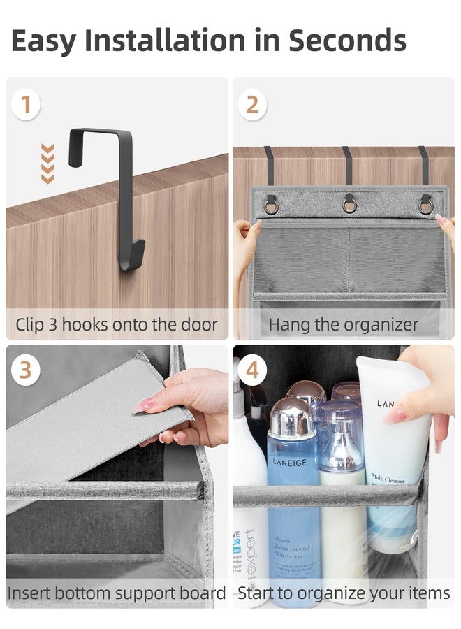 STORAGE MANIAC Over the Door Organizer Large Capacity Hanging Organizer, Clear Deep Pockets Behind Door Closet Organizer and Storage for Nursery, Bathroom, Bedroom, Pantry, 1 Pack Grey - Image 4