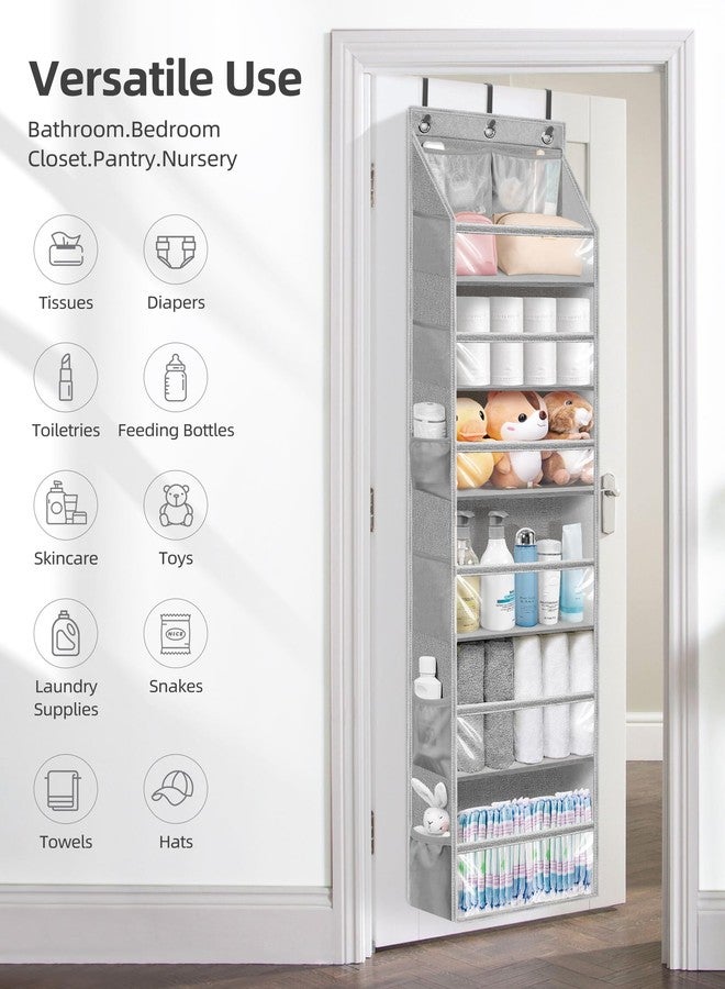 STORAGE MANIAC Over the Door Organizer Large Capacity Hanging Organizer, Clear Deep Pockets Behind Door Closet Organizer and Storage for Nursery, Bathroom, Bedroom, Pantry, 1 Pack Grey - Image 5