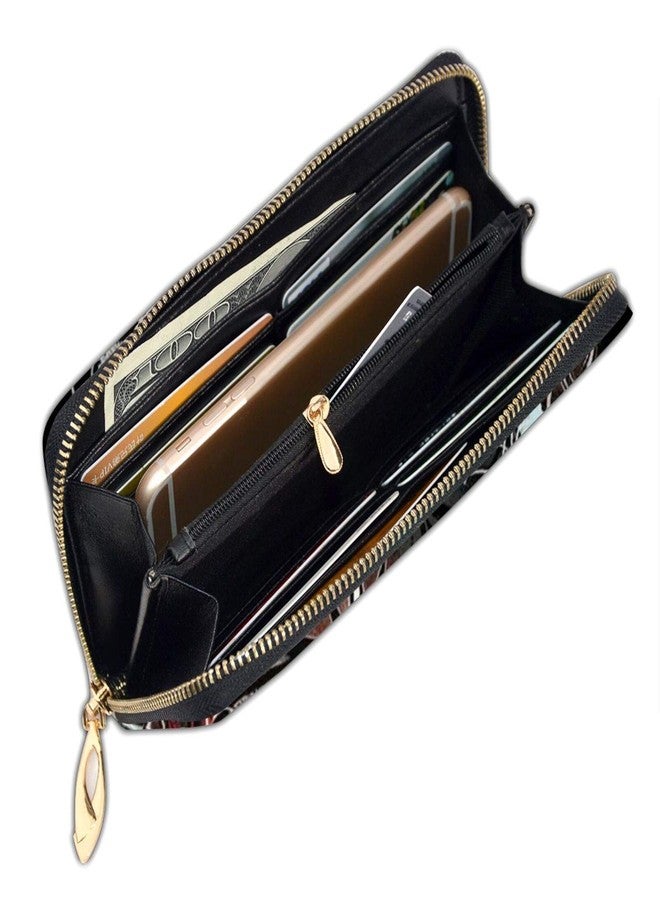 DZGlobal Women Printed Zip Around Wallet Halloween Art Soft PU Clutch Holder Purse - Image 5