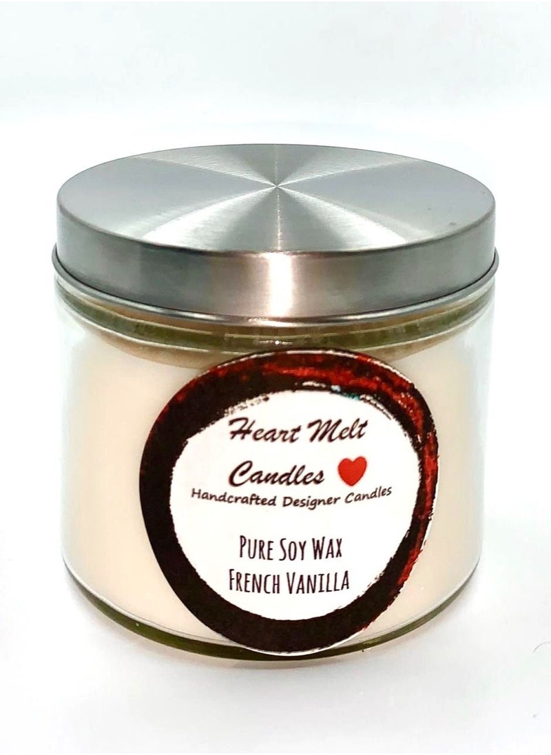 Heart Melt Candles - Pure Soy Wax 2-Wick Jar Candle French Vanilla Scented Off-White 270g - Image 1