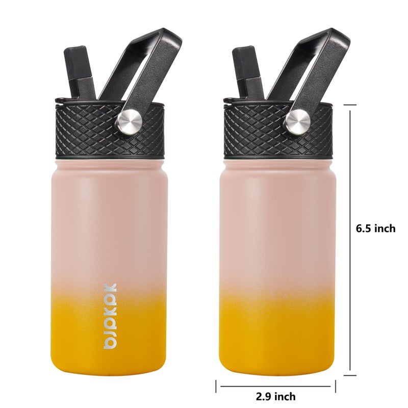 BJPKPK Water Bottle with Straw Lid, 15 oz Insulated Water Bottle, Stainless Steel Metal Water Bottles, Reusable Leak Proof BPA Free Thermo, Flask, Cups, Coral - Image 2