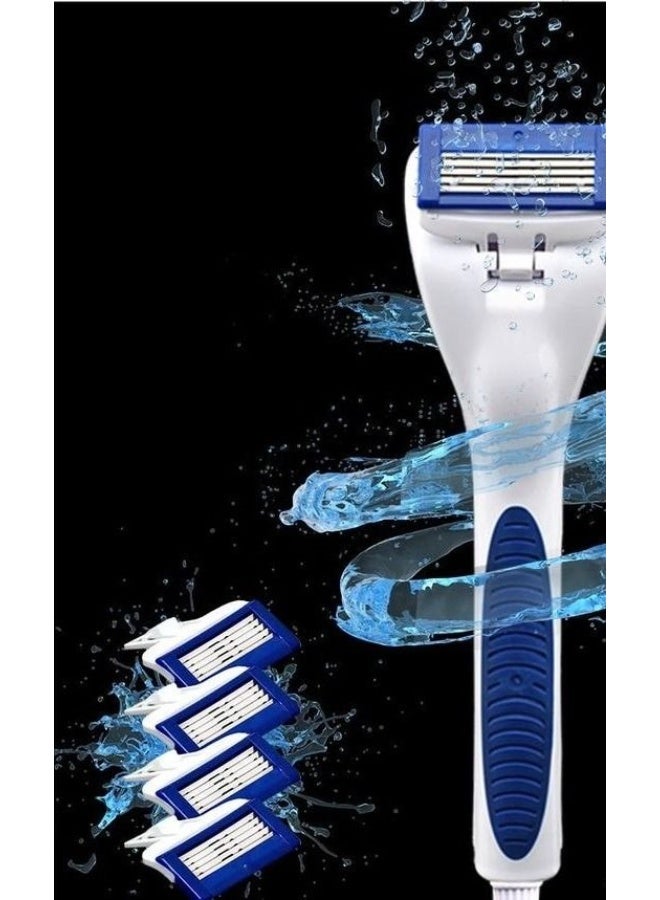 Smart Water-Connected Shaving Razor with Hose - Blue & White - Ergonomic Design for Wet Shave. - Image 5