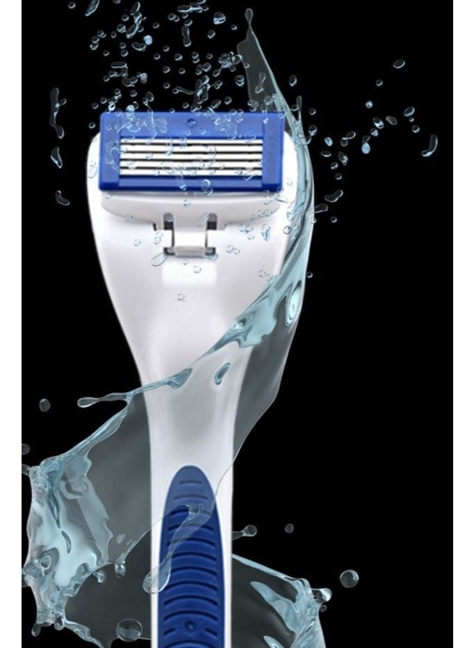 Smart Water-Connected Shaving Razor with Hose - Blue & White - Ergonomic Design for Wet Shave. - Image 2