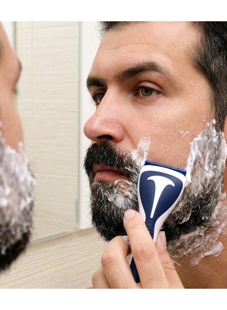 Smart Water-Connected Shaving Razor with Hose - Blue & White - Ergonomic Design for Wet Shave. - Image 1