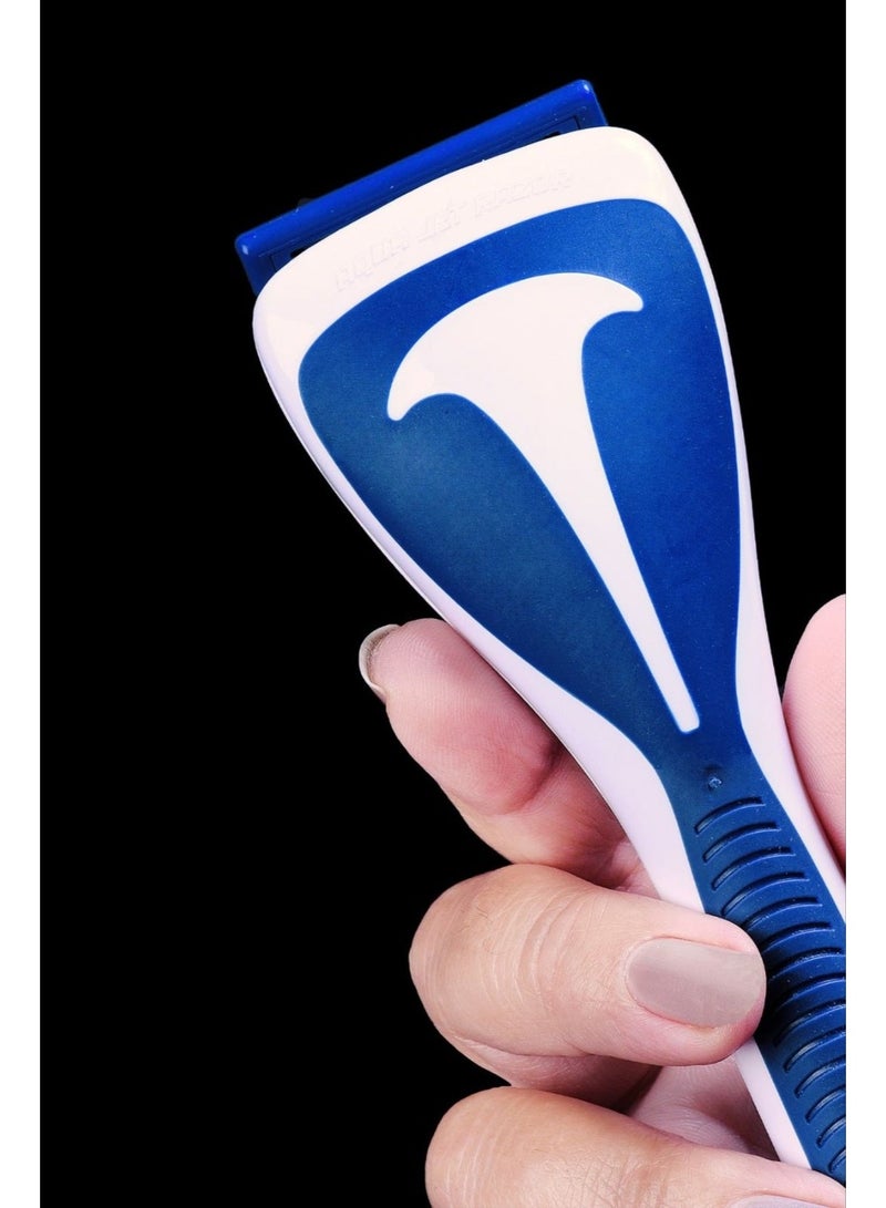 ماكينة حلاقة ذكية متصلة بخرطوم المياه - أزرق وأبيض - تصميم مريح لحلاقة رطبة وسهلة. - Image 5