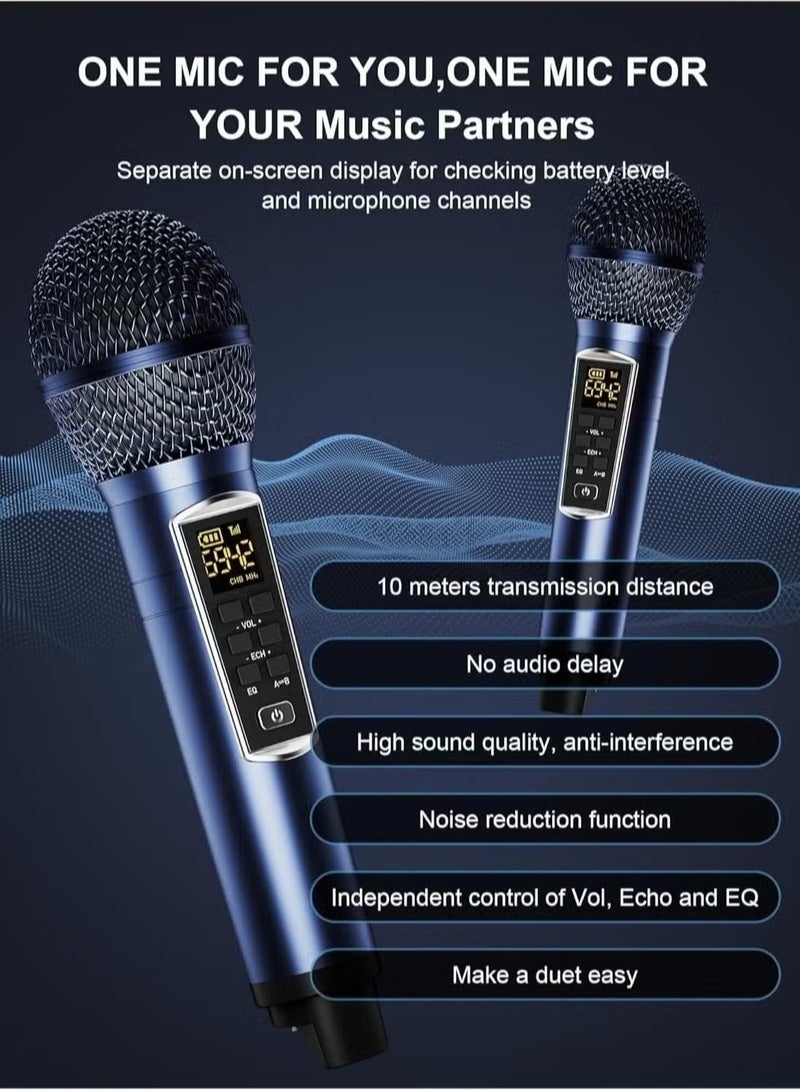 Smart Berry Portable Karaoke Machine with 2 Wireless Microphones – Rechargeable Bluetooth Speaker for Adults & Kids, AUX/USB/TF Card Inputs, PA System for Parties, Home & Outdoor Fun – Ultimate Singing & Entertainment Experience - Image 3