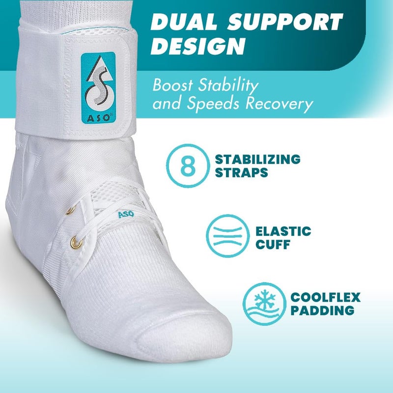 Med Spec ASO Ankle Stabilizer (Small, White) - Lace Up Ankle Brace for Sprained Ankle and Peroneal Tendonitis, Orthopedic Ankle Support for Men, Women, Adults, Teens and Kids, Sports Injury Recovery, 264002 - Image 2