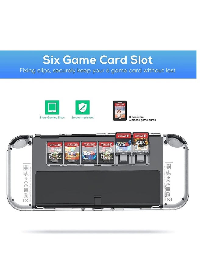Protective Case for Switch OLED Model with Game Card Storage, Hard Plastic PC Cover for Nintendo Switch OLED Model Joycon Controller, Shockproof Protector with NS OLED Model (Transparent) - Image 3