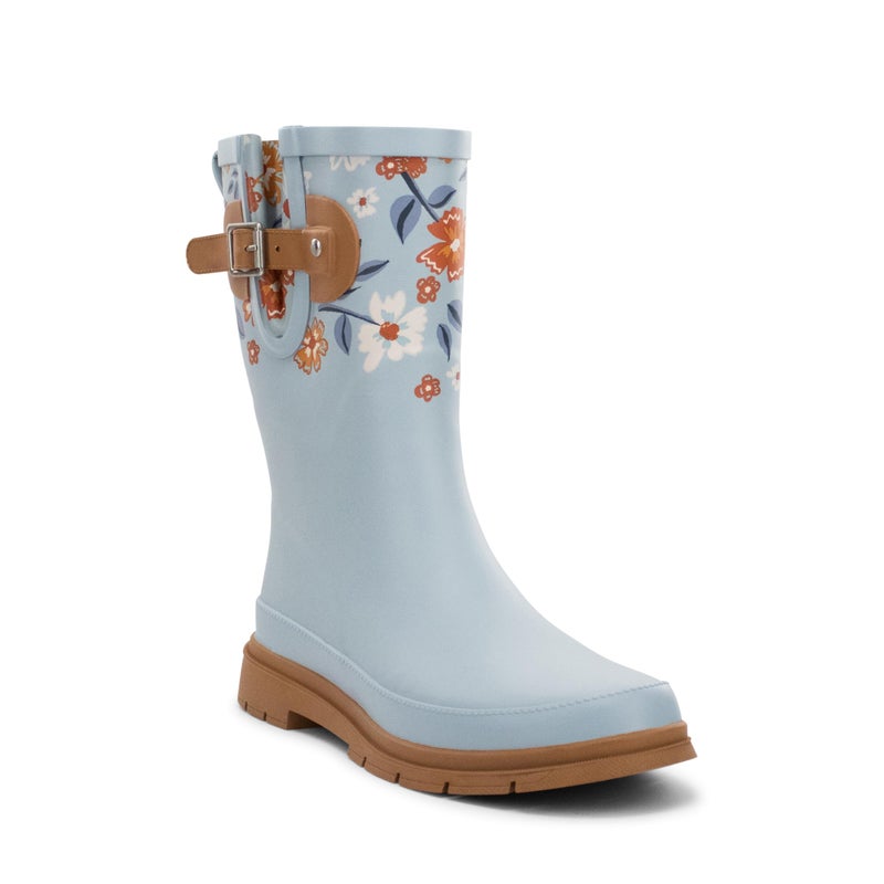 Western Chief Women's Printed Mid Rain Boots Durable Waterproof Design with Adjustable Buckle, Meadow Mist, 8 - Image 1
