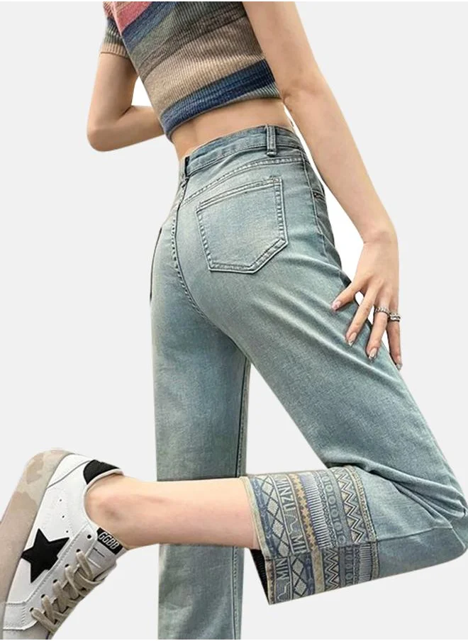 YUNIQEE Blue Cotton Slim Fit High-Rise Jeans