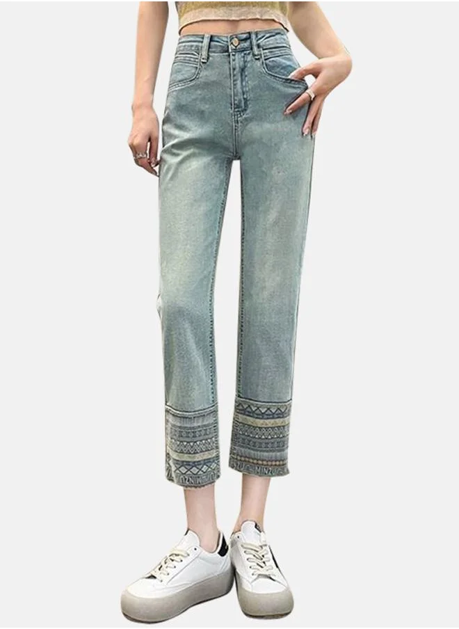 YUNIQEE Blue Cotton Slim Fit High-Rise Jeans