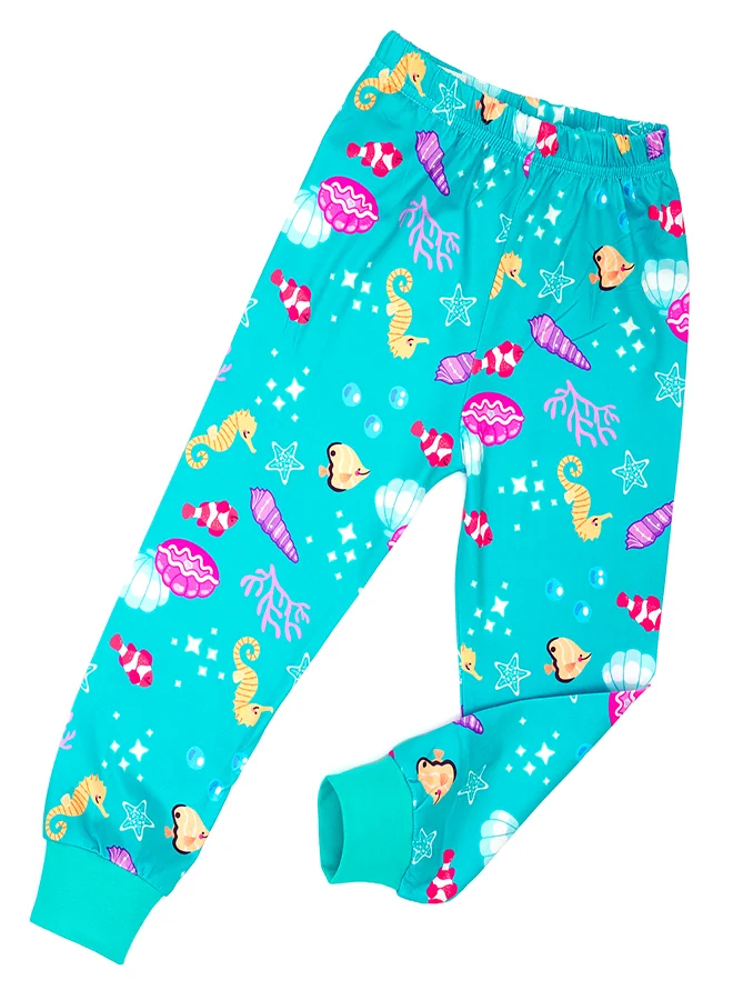 babyqlo Mermaid and Unicorn Glow-in-the-Dark Cotton Pajama Set for Girls