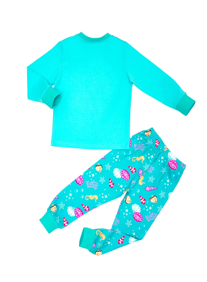 babyqlo Mermaid and Unicorn Glow-in-the-Dark Cotton Pajama Set for Girls