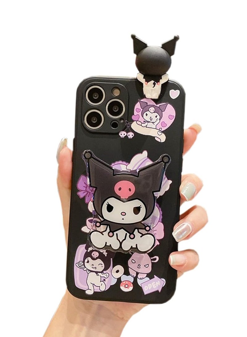عام حافظة سيليكون كاواي لآيفون 15 برو ماكس/15 برو/15 بلس/15 بتصميم كرتوني قابل للطي للفتيات - Image 1