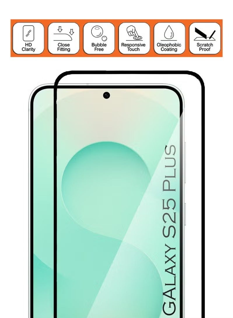 أوميكسبرو واقي شاشة من الزجاج المقوى لهاتف Samsung Galaxy S25 Plus، واقي عدسة الكاميرا، حواف متقدمة بدون حواف، مقاوم للكسر، استجابة عالية، شفافية أعلى، سريع التركيب - Image 3