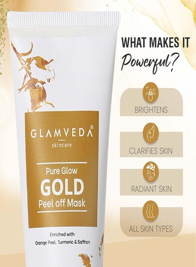 Glamveda Pure Glow Gold Peel Off Mask (60gm Pack of 2) | For Glowing Skin | Reduces Fine Lines, Wrinkles | Remove Blackhead & Pore Care | For Women & Men | No Paraben, SLS - Image 4