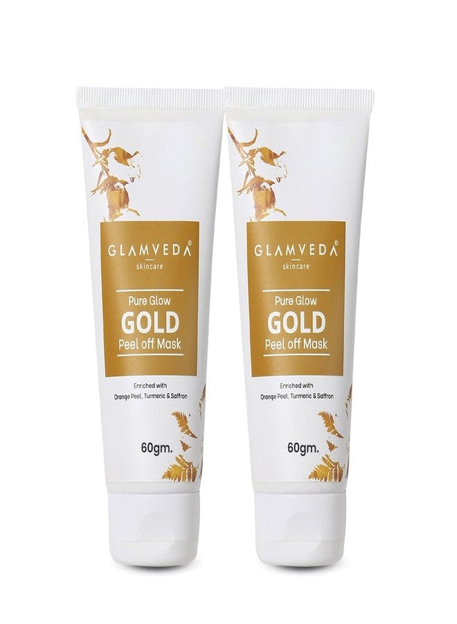 Glamveda Pure Glow Gold Peel Off Mask (60gm Pack of 2) | For Glowing Skin | Reduces Fine Lines, Wrinkles | Remove Blackhead & Pore Care | For Women & Men | No Paraben, SLS - Image 1