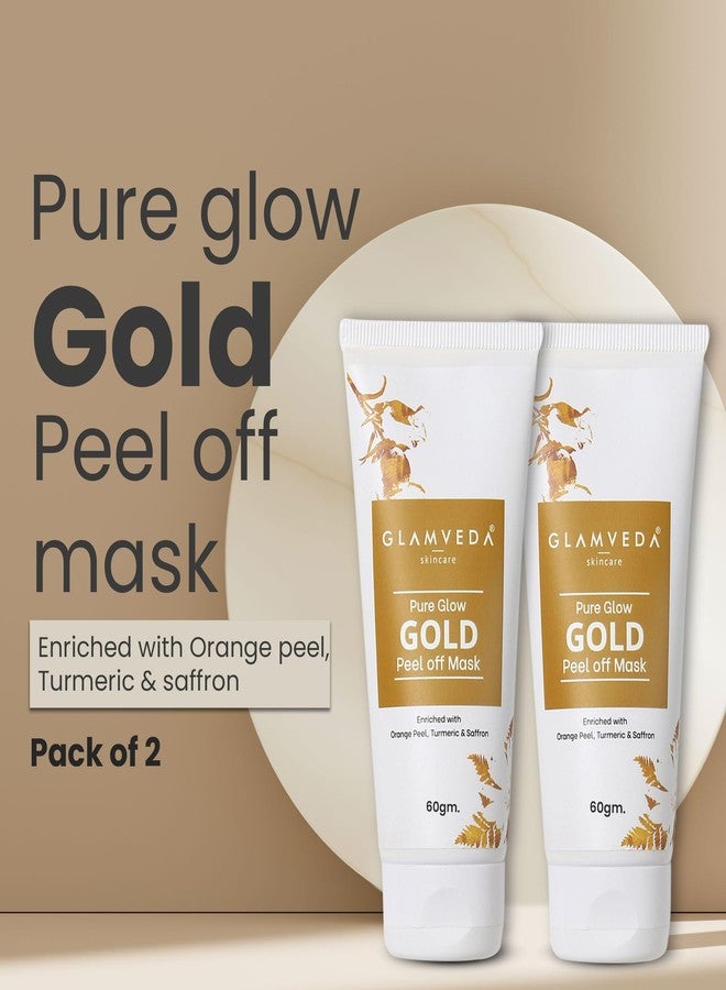 Glamveda Pure Glow Gold Peel Off Mask (60gm Pack of 2) | For Glowing Skin | Reduces Fine Lines, Wrinkles | Remove Blackhead & Pore Care | For Women & Men | No Paraben, SLS - Image 2