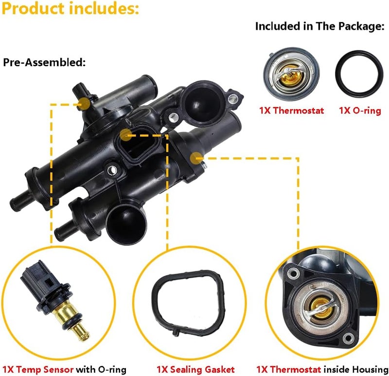 LLNSEAUTO Thermostat Housing Assembly Kit with Sensor for Chrysler, Dodge, Jeep - Image 2