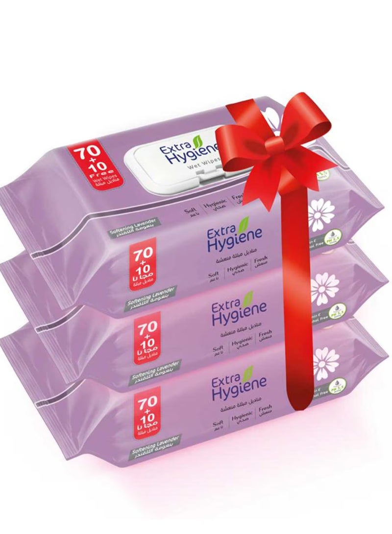 إكسترا هايجين هايجن مناديل مبللة للأطفال باللافندر 70+10 مناديل مبللة 3 قطع - Image 2