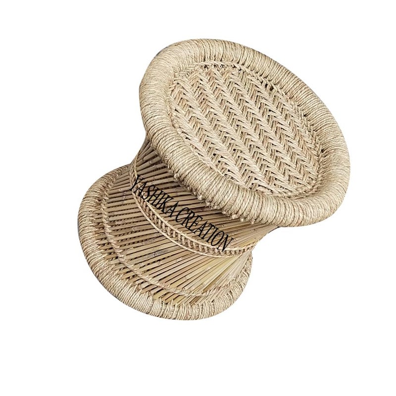 YASHIKA CREATION YASHIKA CREATIONNatural and Handmade Finest Bamboo Indoor Garden Stool Cane Muddi Natural Color 31 X 31 CM  - Image 4