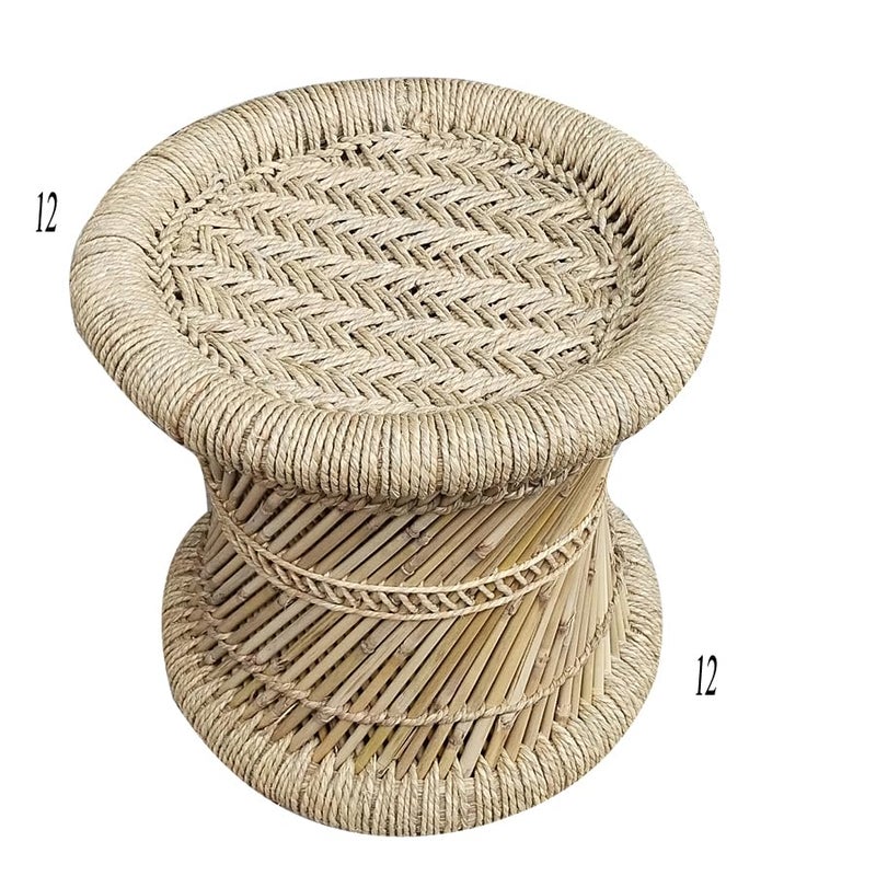 YASHIKA CREATION YASHIKA CREATIONNatural and Handmade Finest Bamboo Indoor Garden Stool Cane Muddi Natural Color 31 X 31 CM  - Image 2
