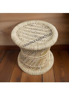 YASHIKA CREATION YASHIKA CREATIONNatural and Handmade Finest Bamboo Indoor Garden Stool Cane Muddi Natural Color 31 X 31 CM  - Image 1