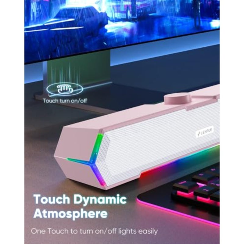 G11 Computer Speakers for Desktop, Touch Lights PC Speakers with Surge Clear Sound, USB C/USB Powered for Computer Desktop PC Laptop Monitor - Image 3