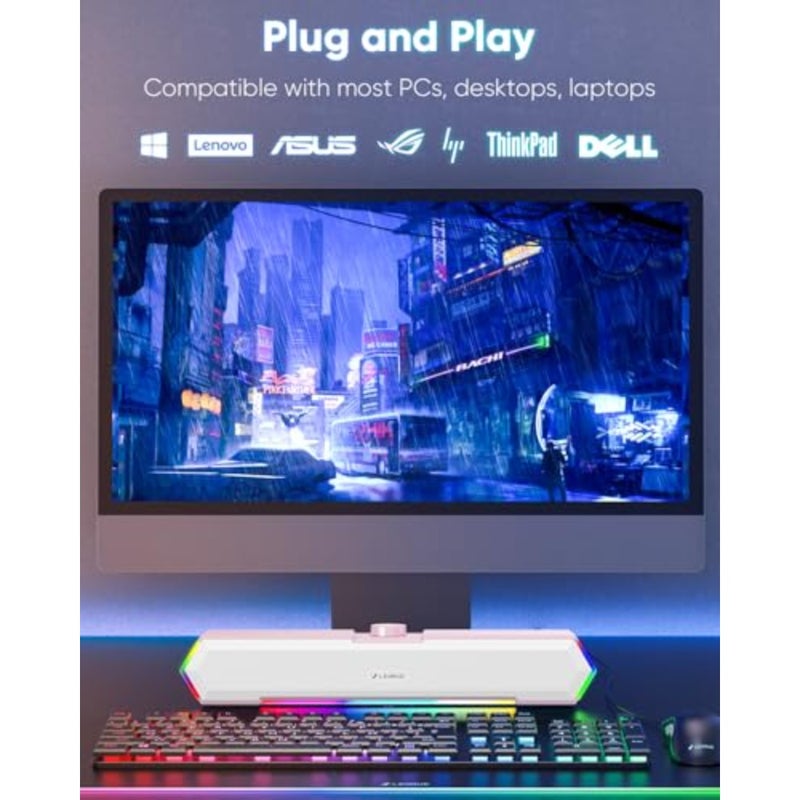 G11 Computer Speakers for Desktop, Touch Lights PC Speakers with Surge Clear Sound, USB C/USB Powered for Computer Desktop PC Laptop Monitor - Image 5