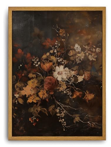 Djmwtb Framed Wall Art Vintage Wall Decor Flower Canvas Art Botonical Pictures Dark Paintings Moody Prints Antique Artwork - Image 1